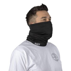 klein tools 60455 neck and face warming band, gaiter/balaclava made of breathable fleece fabric for warmth, black