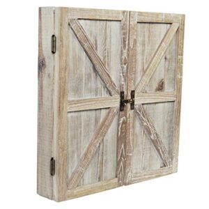 American Legend Barnwood Dartboard Cabinet with Wheat Finished Barn Style Doors - Dartboard Not Included