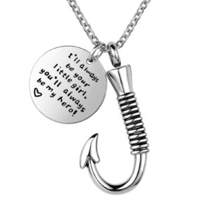 LuxglitterLin Fish hook Cremation Urn Necklace for Ashes Fishing Memorial Ashes Keepsake Pendant Jewelry