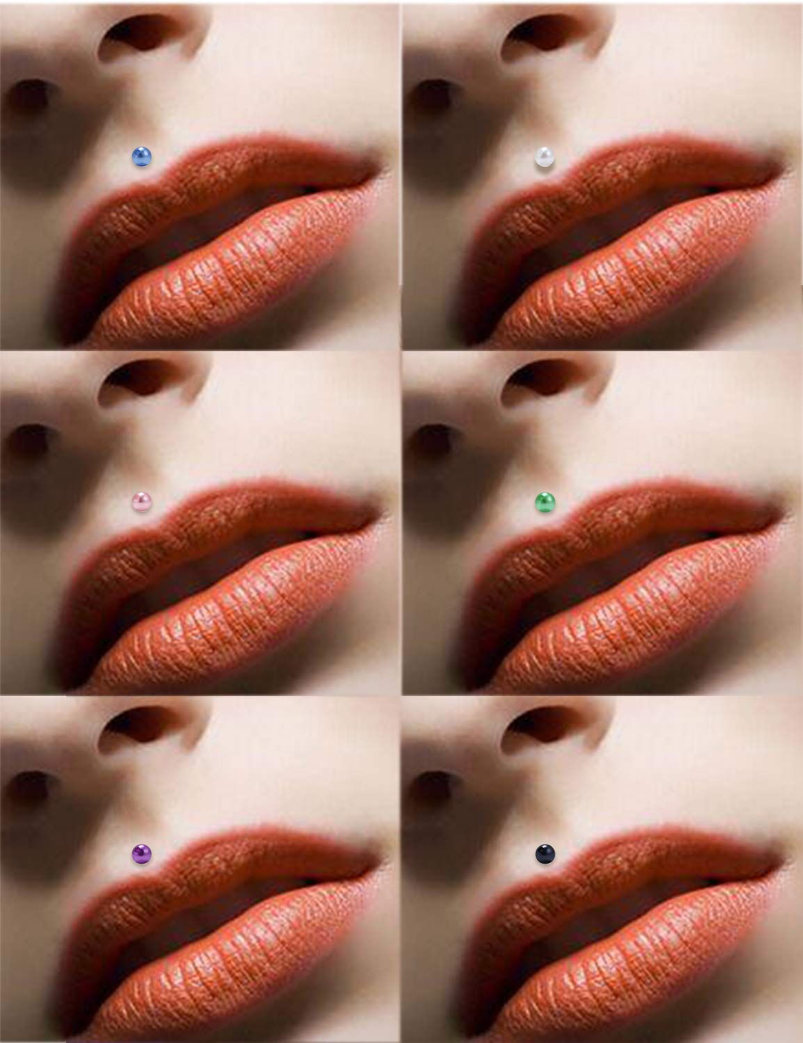 Gadeaila 48pcs 16G Lip Rings Stainless Steel Labret Monroe Lip Rings Nail Cartilage Tragus Helix Earrings Studs Ring Medusa Piercing Jewelry for Women Men 6mm 8mm 10mm