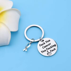 PENQI Fuck Cancer Keychain Cancer Awareness Hope Gift Fuck You Cancer You Fucking Fuck Cancer Survivor Jewelry (K fucking fuck)