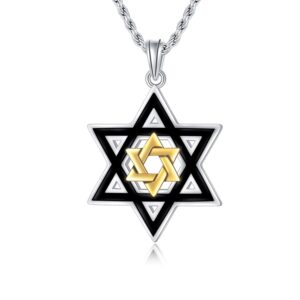 PDTJMTG Star of David Necklace Sterling Silver Necklace, 20”+2”