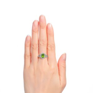 Rylos Simply Elegant Beautiful Peridot & Diamond Ring - August Birthstone* Size 7