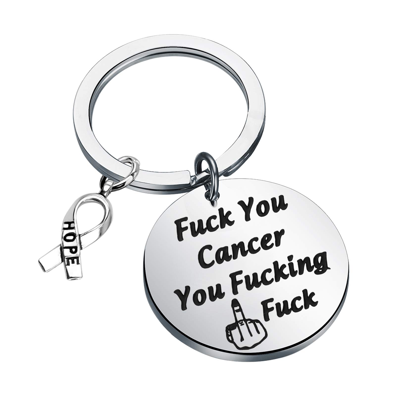 PENQI Fuck Cancer Keychain Cancer Awareness Hope Gift Fuck You Cancer You Fucking Fuck Cancer Survivor Jewelry (K fucking fuck)