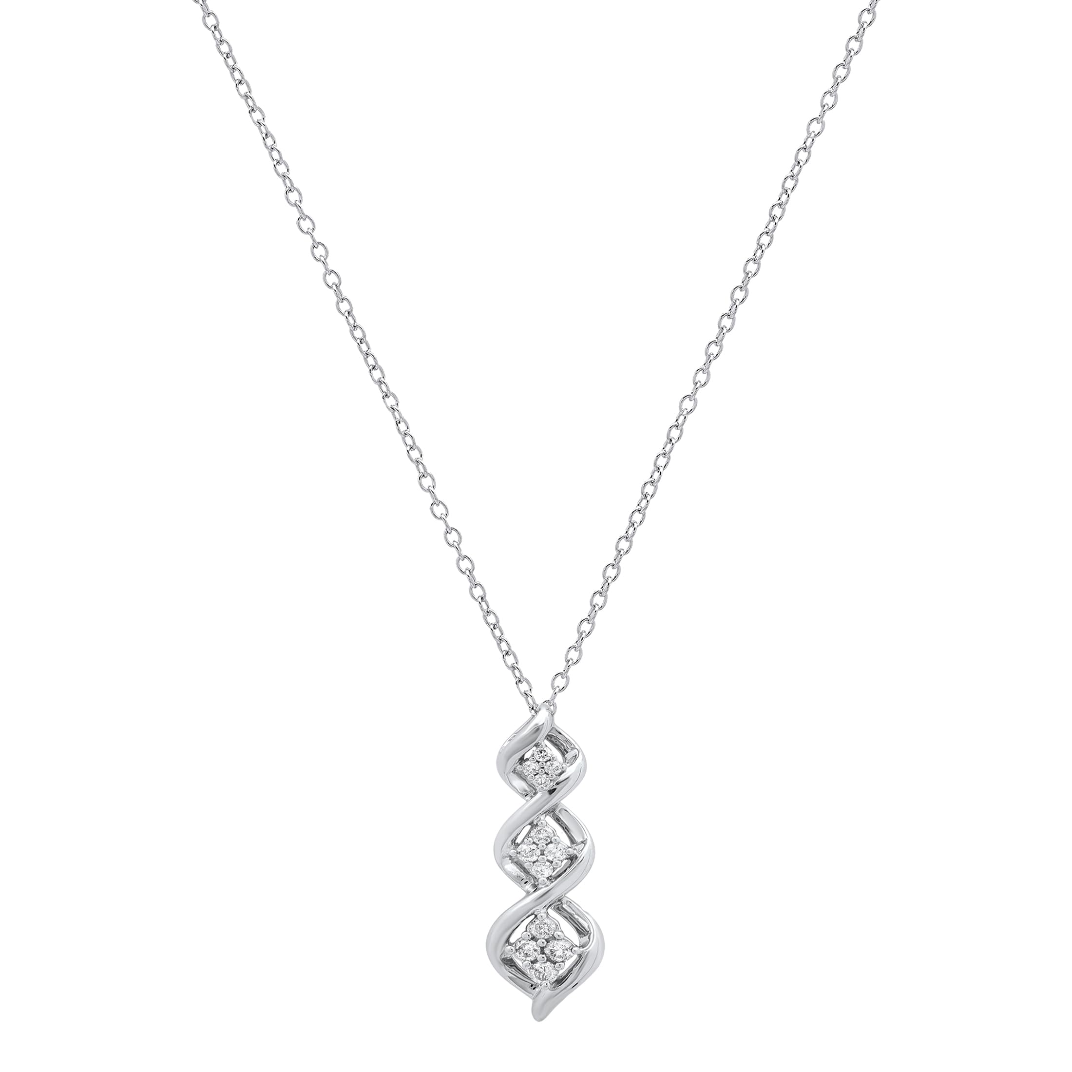 Dazzlingrock Collection 0.25 Carat (Ctw) Round White Diamond Women Twist Pendant with 18 inch Silver Chain in Sterling Silver