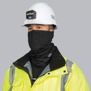 Klein Tools 60455 Neck and Face Warming Band, Gaiter/Balaclava Made of Breathable Fleece Fabric for Warmth, Black