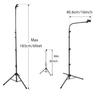 Boom Mic Stand-Kangziliang Mike Stand Gooseneck Microphone Stand Tripod Adjustable Height 3'- 6' with Mic Clips and 3/8" - 5/8" Adapter Microphone Stand for Singing