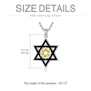 PDTJMTG Star of David Necklace Sterling Silver Necklace, 20”+2”