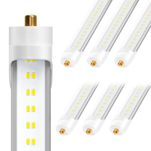 elekico 8ft led bulbs, super bright 72w 9000lm 5000k, t8 t10 t12 led tube lights, fa8 single pin t8 led lights, clear cover, 8 foot led bulbs to replace fluorescent light bulbs (pack of 6)