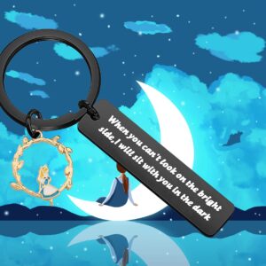 SEIRAA Fairy Tale Gift When you Can't Look on the Bright Side I Will Sit With You in The Dark (black Alic keychain)