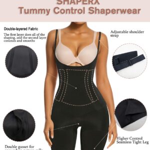 SHAPERX Shapewear for Women Tummy Control Open Bust Thigh Slimmer Body Shaper, SZ2490293-Black-L