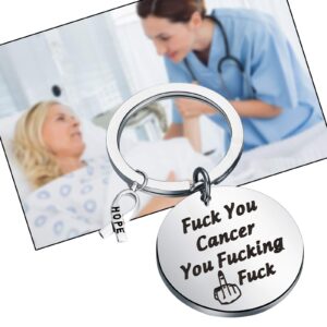 PENQI Fuck Cancer Keychain Cancer Awareness Hope Gift Fuck You Cancer You Fucking Fuck Cancer Survivor Jewelry (K fucking fuck)