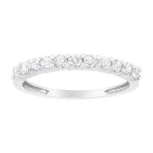 .925 sterling silver 1/2 cttw shared prong-set brilliant round-cut diamond 11 stone band ring (i-j color, si2-i1 clarity) - size 7