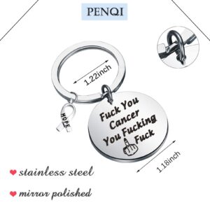 PENQI Fuck Cancer Keychain Cancer Awareness Hope Gift Fuck You Cancer You Fucking Fuck Cancer Survivor Jewelry (K fucking fuck)