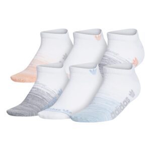 adidas originals women's originals superlite gradient 6-pack no show, white/ambient sky blue/ambient blush pink, medium