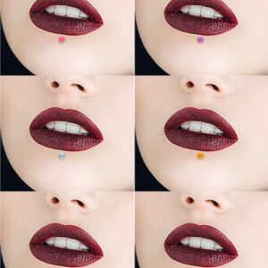 Gadeaila 48pcs 16G Lip Rings Stainless Steel Labret Monroe Lip Rings Nail Cartilage Tragus Helix Earrings Studs Ring Medusa Piercing Jewelry for Women Men 6mm 8mm 10mm