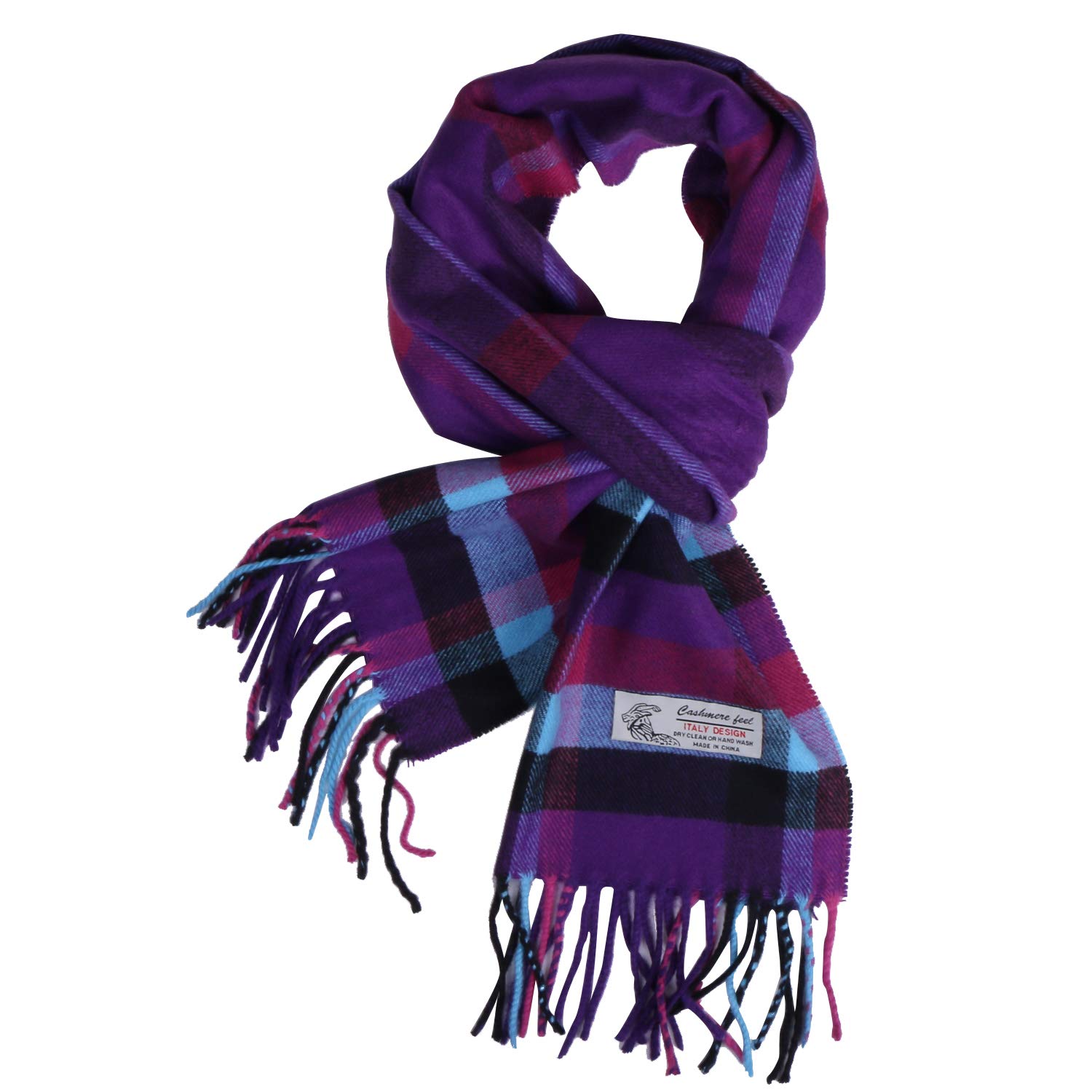 TZ Promise Plaid Pattern Cashmere Feel Classic Soft Luxurious Winter Scarf For Men Women (Classic Purple Plaid)