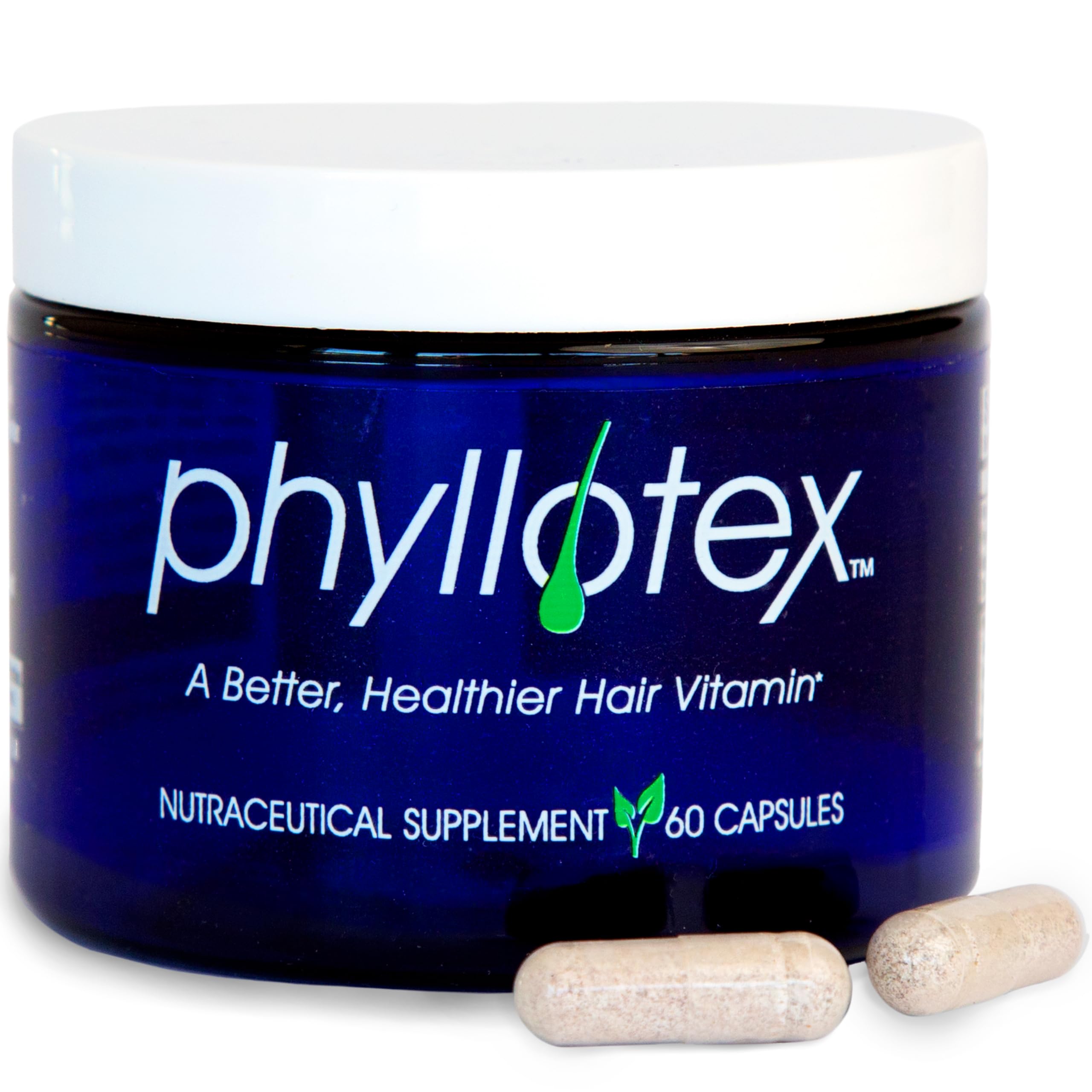 Phyllotex Vitamins for Hair Growth for Women and Men, Scientifically Proven Hair Supplements for Visibly Thicker, Longer, Fuller Hair, All Natural Hair Loss Capsules, 1 Month Supply