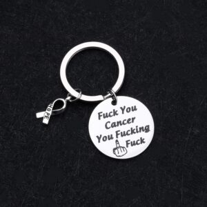 PENQI Fuck Cancer Keychain Cancer Awareness Hope Gift Fuck You Cancer You Fucking Fuck Cancer Survivor Jewelry (K fucking fuck)