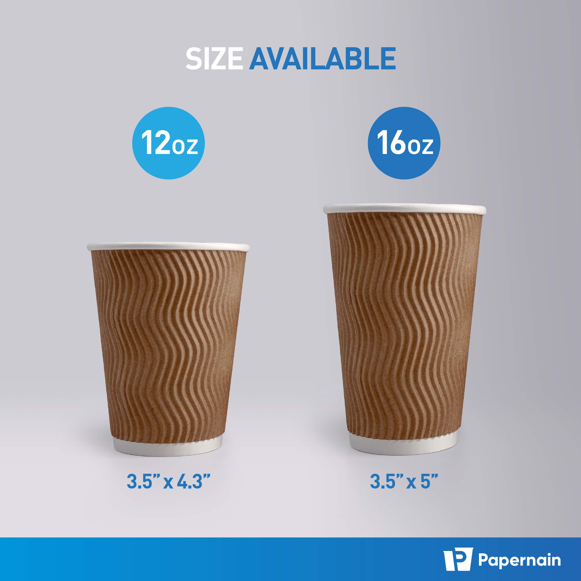 Papernain [16 oz, 60-Count, Brown Hot Paper Disposable Ripple Insulated Wall Cups…