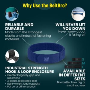 BeltBro Women's Blue 2-Medium No Buckle Elastic Belt — Fits 1 Inch Belt Loops, Comfortable and Easy To Use