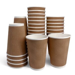 papernain [16 oz, 60-count, brown hot paper disposable ripple insulated wall cups…