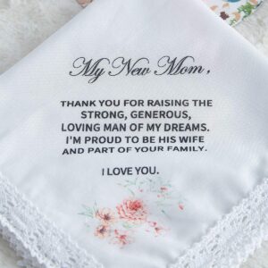 Udobuy Wedding Handkerchief Gift for Bride Groom Mom Dad Grandma Friends,Printed Wedding Hankies,Keepsake Hankie for Mother... (Mother of the Groom)