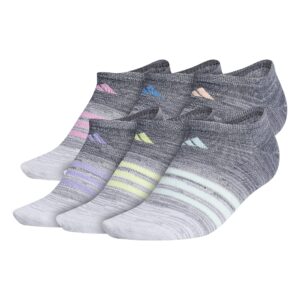 adidas Women's Superlite No Show Socks (6-Pair), Grey/Halo Mint Green/Pulse Yellow, Medium