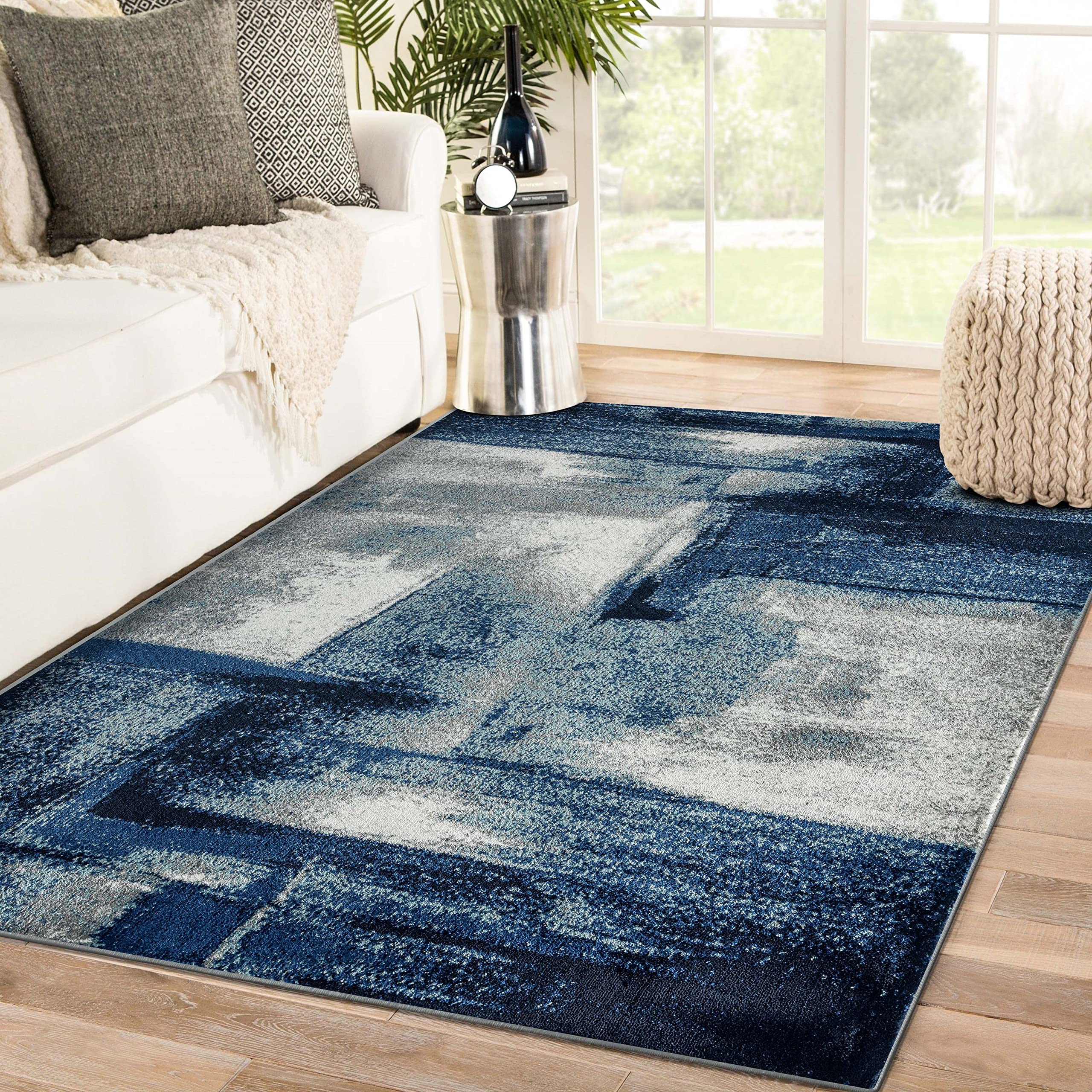 LUXE WEAVERS Lagos Collection 7558 Navy 6x9 Abstract Area Rug