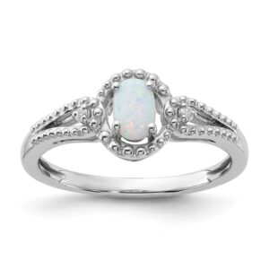 IceCarats 925 Sterling Silver Created Opal Diamond Ring October Birthstone Jewelry Size 8