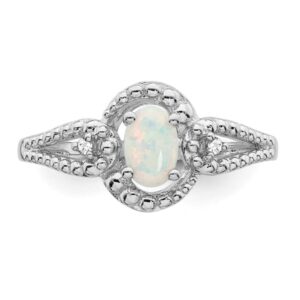 IceCarats 925 Sterling Silver Created Opal Diamond Ring October Birthstone Jewelry Size 8