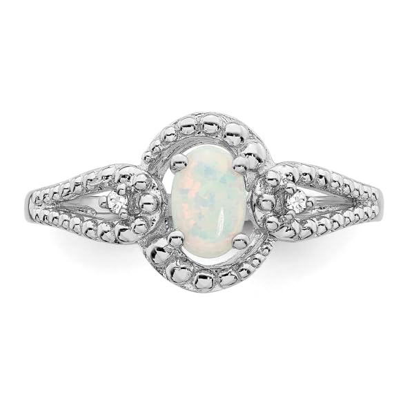 IceCarats 925 Sterling Silver Created Opal Diamond Ring October Birthstone Jewelry Size 8