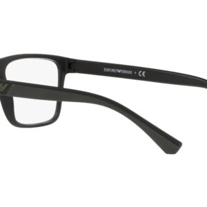 Emporio Armani Men's EA4115 Prescription Eyewear Frames with Two Interchangeable Sun Clip-Ons Rectangular, Matte Black/Clear/Black/Gradient Brown, 54 mm