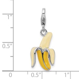 Sterling Silver Amore La Vita Rhod-pl Enameled 3-D Peeled Banana Charm 40mm 12mm style QCC732