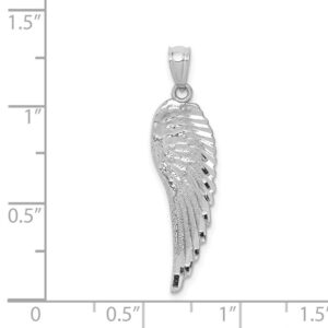 14K White Gold Polished and Textured Angel Wing Pendant 32mm style YC1244