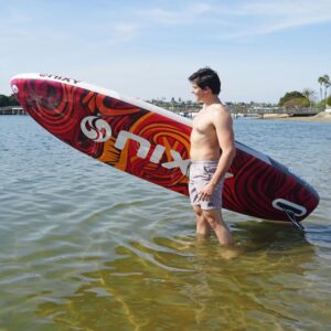 NIXY Venice G5 Cruiser & Yoga Inflatable Paddle Board | 10'6" x 34" x 6" Ultra-Light SUP with Welded Seams, Woven Drop Stitch for Safety and Durability. (Red)