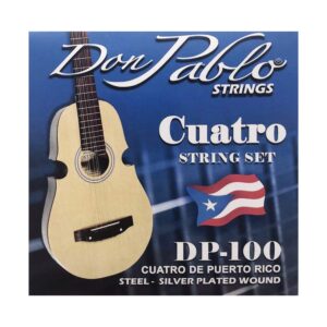 don pablo strings set, cuatro de puerto rico, steel, silver plated wound (10 strings)