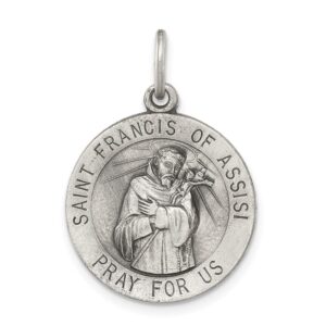 sterling silver antiqued saint francis of assisi medal qqc3585