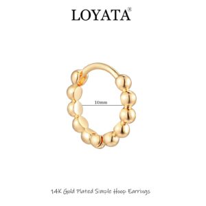 LOYATA Beaded Hoop Earrings Gold Huggie Sleeper 14K Gold Filled Dainty Small Simple Hypoallergenic Jewelry Gift for Women