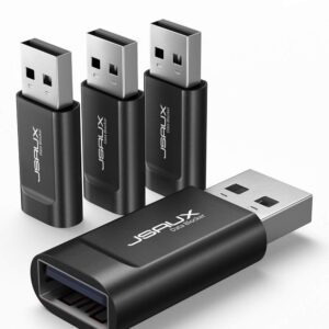 JSAUX USB Data Blocker, (4-Pack) USB-A Defender Only for Quick Charge, Protect Against Juice Jacking, Refuse Hacking Provide Safe Charging- Black