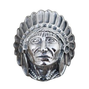 vintage real 925 sterling silver native american indian chief head ring with headdress for men women open and adjustable