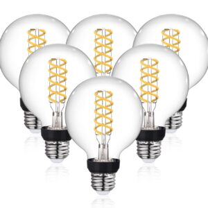 MEILUX G25(G80) 6W LED Globe Light Bulbs, Neutral White 4000K, 6W Equivalent to 60W, 600LM E26 Base Dimmable with 80+ CRI, Vintage Edison LED Filament Clear Bulbs for Bathroom Bedroom Vanity(6 Pack)