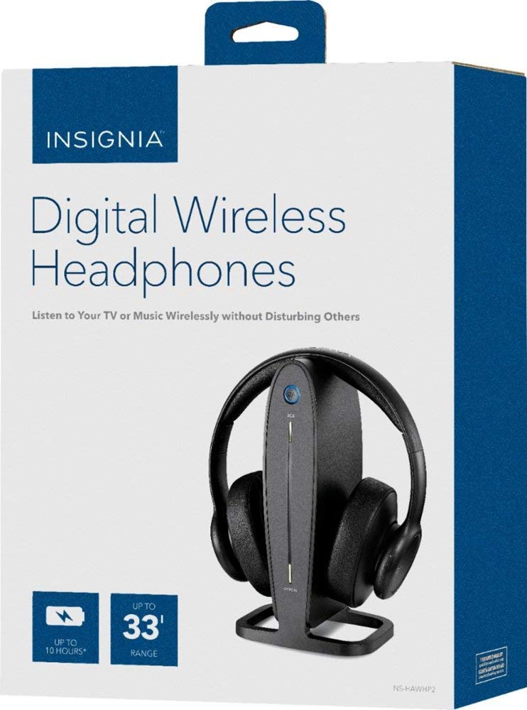 Insignia - NS-HAWHP2 RF Wireless Over-The-Ear Headphones - Black (Renewed)