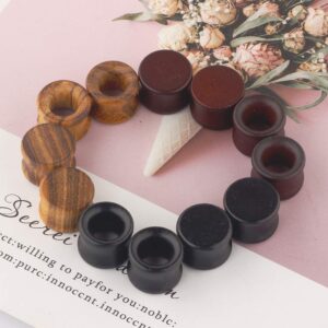 TIANCI FBYJS 12pcs Wood Ear Tunnels Wooden Gauges Vintage Black Brown Natural Organic Flesh Tunnel Plugs Piercing Stretcher Earrings 10mm 00g