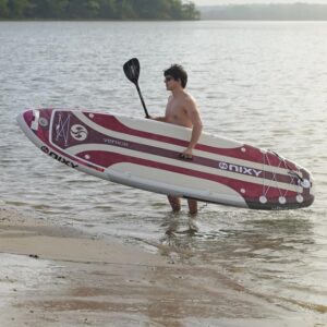 NIXY Venice G5 Cruiser & Yoga Inflatable Paddle Board | 10'6" x 34" x 6" Ultra-Light SUP with Welded Seams, Woven Drop Stitch for Safety and Durability. (Red)