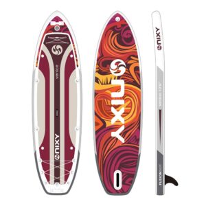 nixy venice g5 cruiser & yoga inflatable paddle board | 10'6" x 34" x 6" ultra-light sup with welded seams, woven drop stitch for safety and durability. (red)