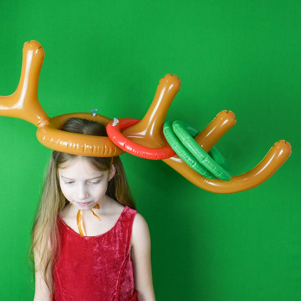 4 Pack Inflatable Antler Ring Games, Reindeer Ring Stocking Stuffers for Christmas Party Games Funny Gifts Kids Adults Outdoor Indoor Favors