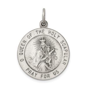 Sterling Silver Antiqued Queen of the Holy Scapular Medal QQC3511