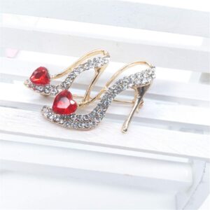 LKEEP Ladies Crystal Rhinestone High Heel Princess Shoes Brooches Women Stylish Charm Brooch Pin