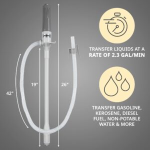 DEWAY Automatic Fuel Transfer Pump - 3X More Powerful D Battery Powered, Extra Long Hose Fits All Size Cans, Portable Liquid Pump Transfers Gasoline, Water & More at 2.3 Gal/Minute